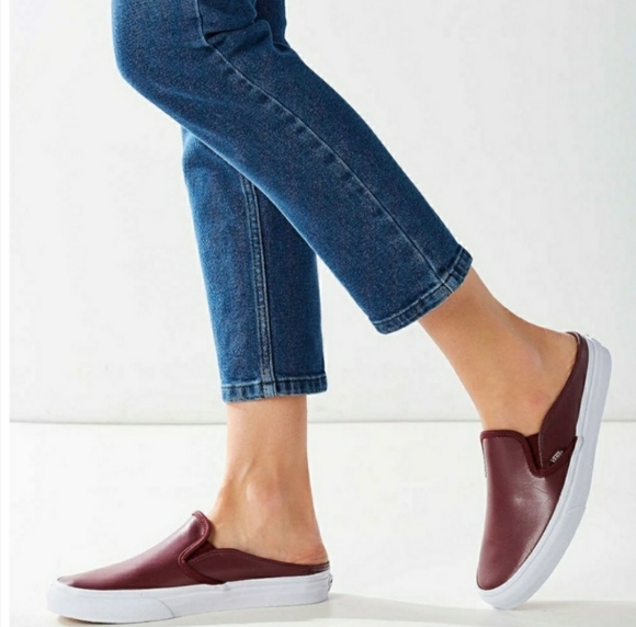 Vans Shoes - Vans Classic Leather Mule Burgundy